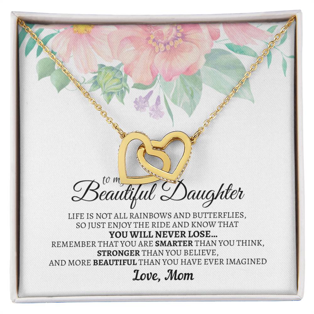To My Beautiful Daughter - Luxurious Interlocking Hearts Cube - So91 Interlocking Hearts Necklace