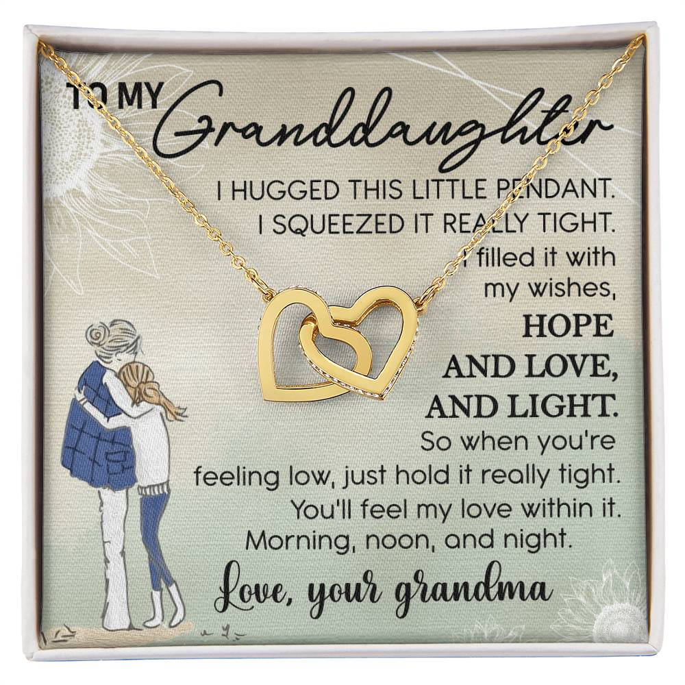 To My Granddaughter Interlocking Hearts Necklace Message Card