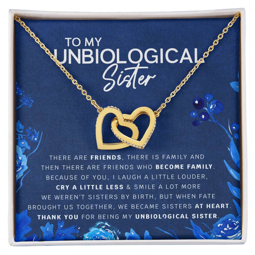 Unbiological Sister Heart Necklace Gift For Best Friend Thank You For Everything Interlocking Hearts Necklace