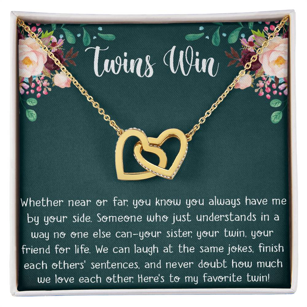 My Twin Interlocking Hearts Necklace - Perfect Gift For Your Twin Sister Twin Girl Show Your Twin Love With The Best Present
