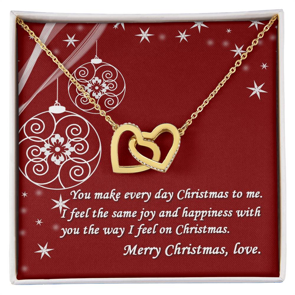 Merry Christmas Gift Interlocked Cubic Zirconia Stones Pendant For Love Interlocking Hearts Necklace
