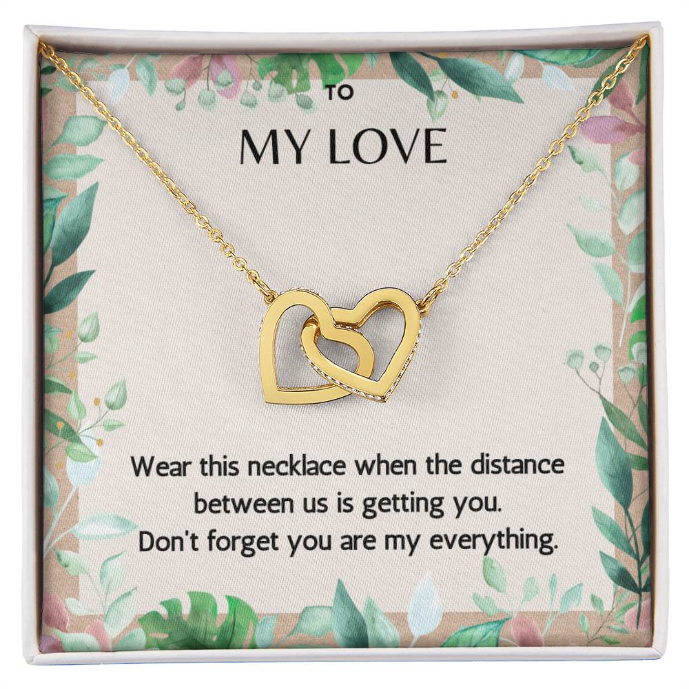 To My Love The Distance Between Us - Connected Hearts Necklace Interlocking Hearts Necklace