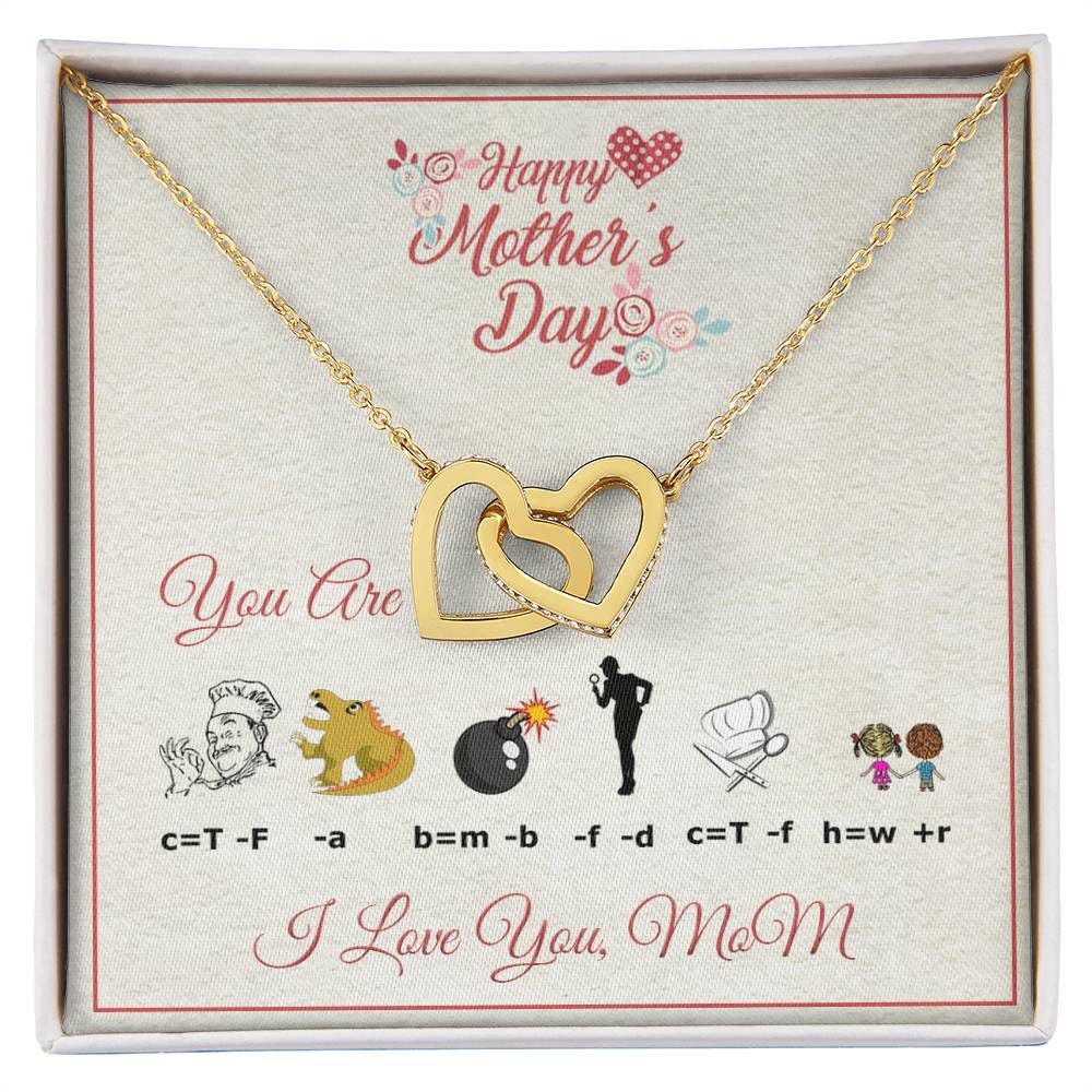 Interlocking Heart Necklace For Mom With Rebus Message Card Interlocking Hearts Necklace