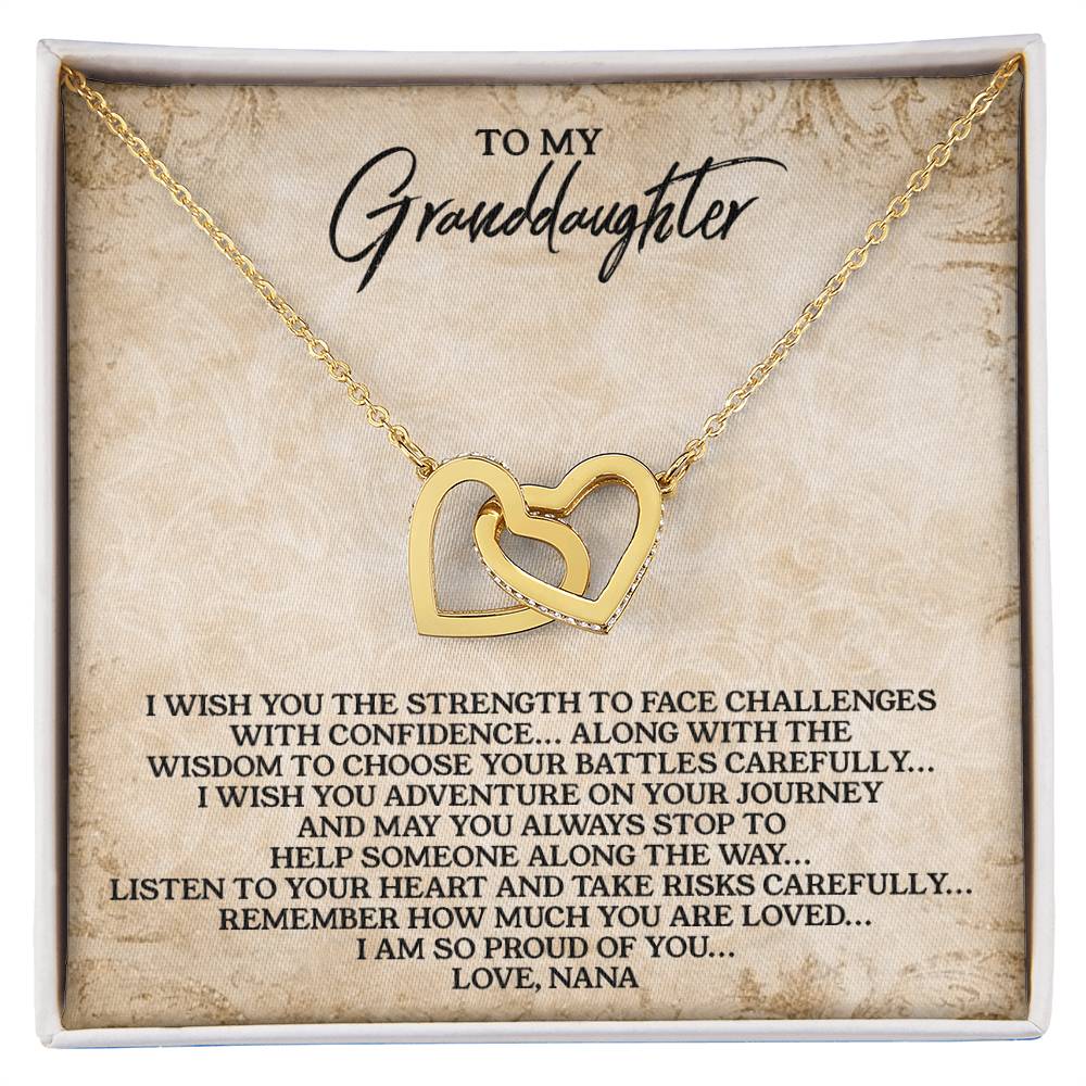 To My Granddaughter - Love Nana - Alluring Beauty Necklace Interlocking Hearts Necklace