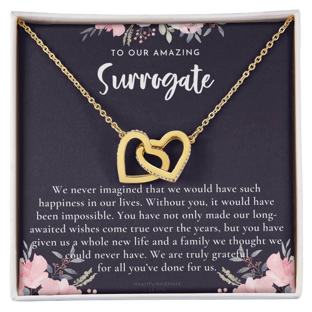 Surrogate Appreciation Gift Surrogate Gift Surrogate Gift With Message Card Surrogate Transfer Day Thank You Gift Interlocking Hearts Necklace