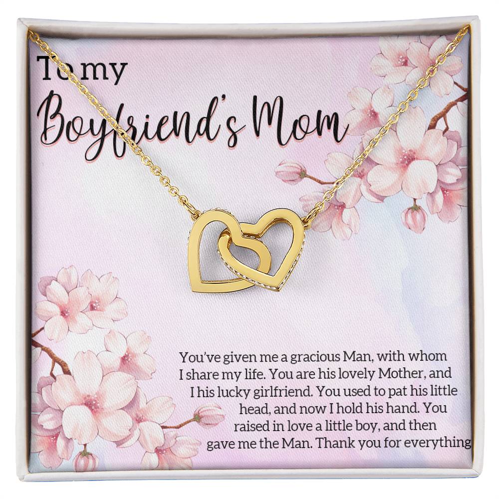 Boyfriends Mom Gift Necklace For Boyfriend Mom Boyfriends Mom Necklace With Message Card Jewelry Birthday Gift Boyfriend Mom Gifts Interlocking Hearts Necklace