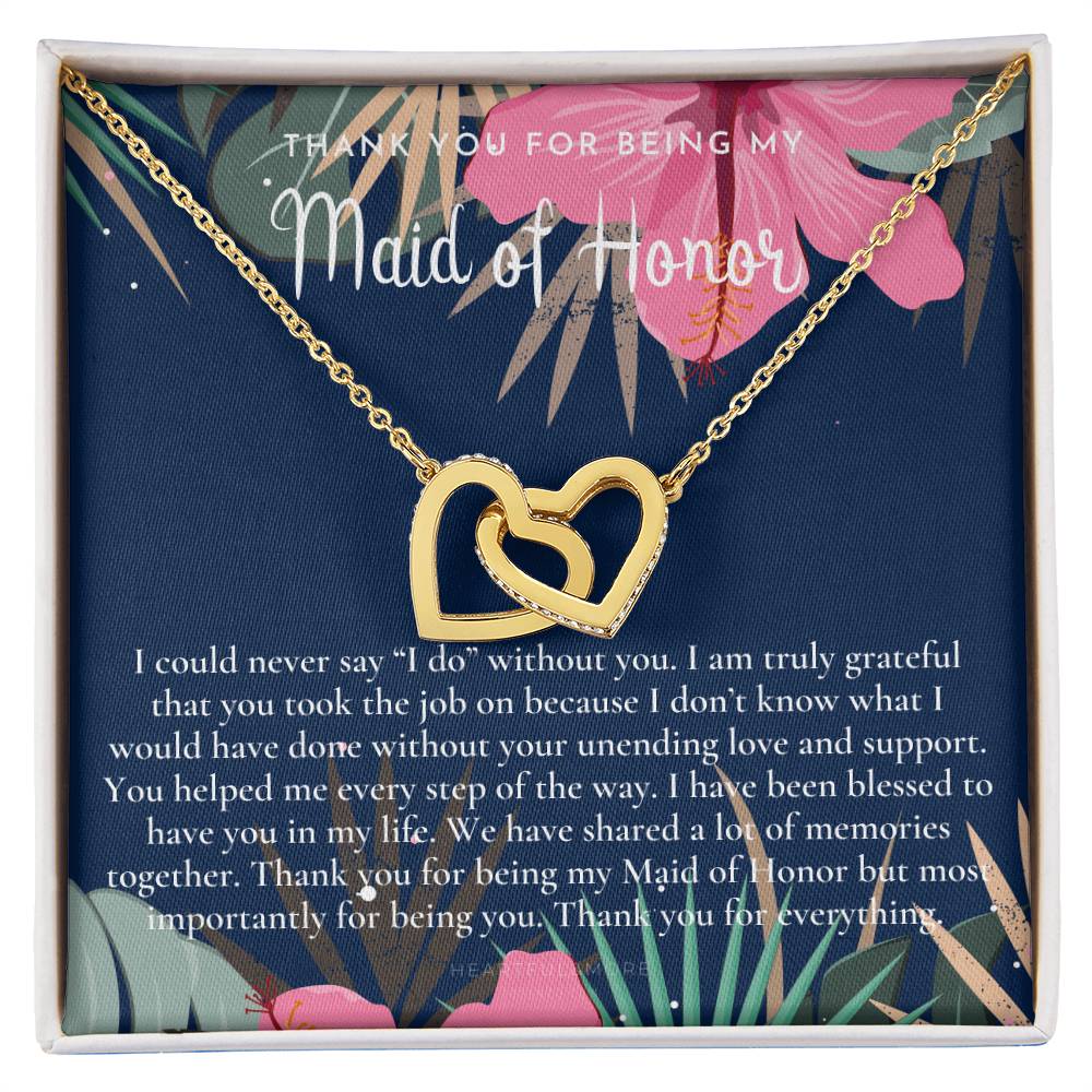 Maid Of Honor Thank You Gift From Bride Bridesmaid Gift Maid Of Honor Gift Necklace Matron Of Honor Gift Thank You Gift From Bride Interlocking Hearts Necklace