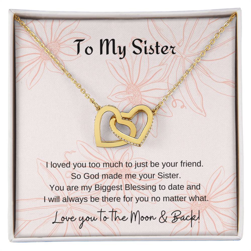 To My Sister Interlocking Hearts Necklace