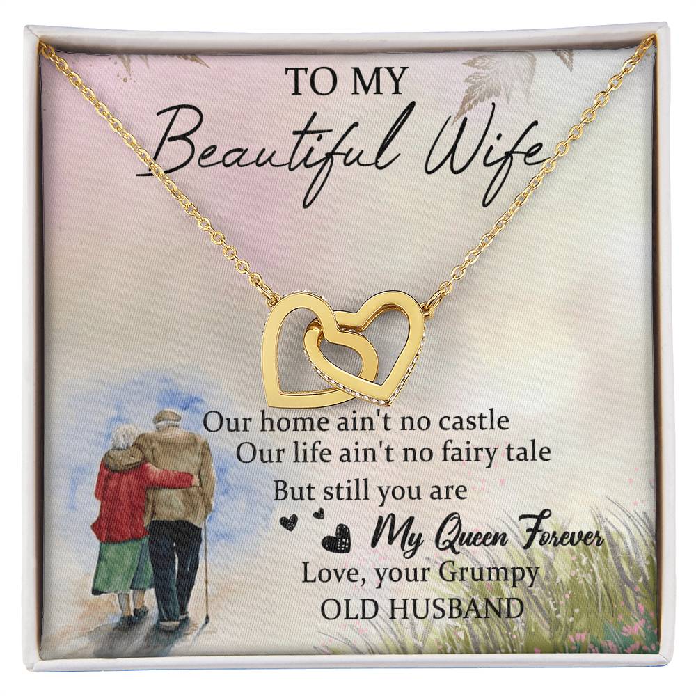 To My Beautiful Wife Interlocking Hearts Necklace Message Card