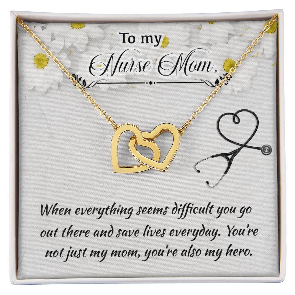 Nurse Mom Mother'S Day Interlocking Hearts Necklace