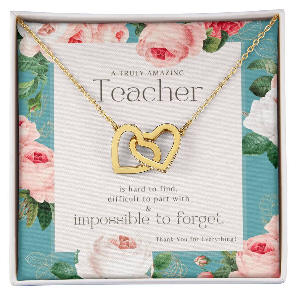 Teacher Gift Gift For Teacher Necklace A Truly Amazing Teacher Appreciation Gift Interlocking Hearts Necklace