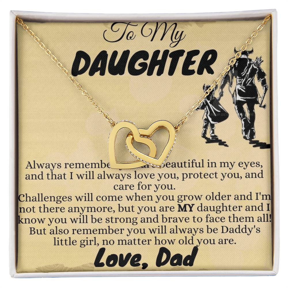 To My Lovely Daughter - Interlocking Hearts Necklace
