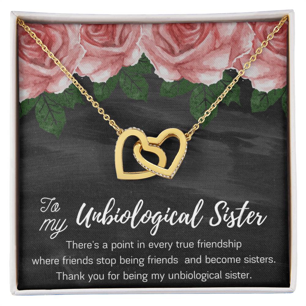 Unbiological Sister Gift Best Friend Necklace Big Little Sorority Soul Sister Bridesmaid Gift Worth It Gift Interlocking Hearts Necklace