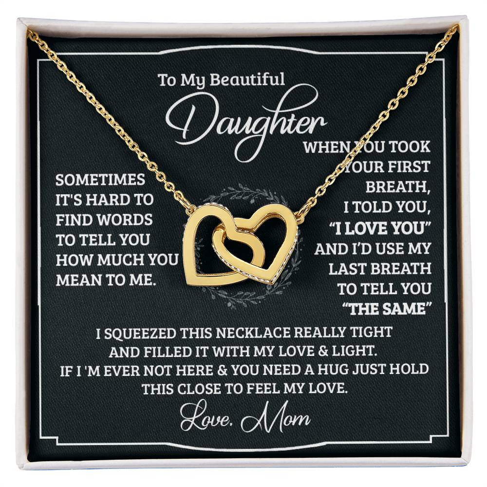 To My Beautiful Daughter - Interlocking Heart Necklace Interlocking Hearts Necklace
