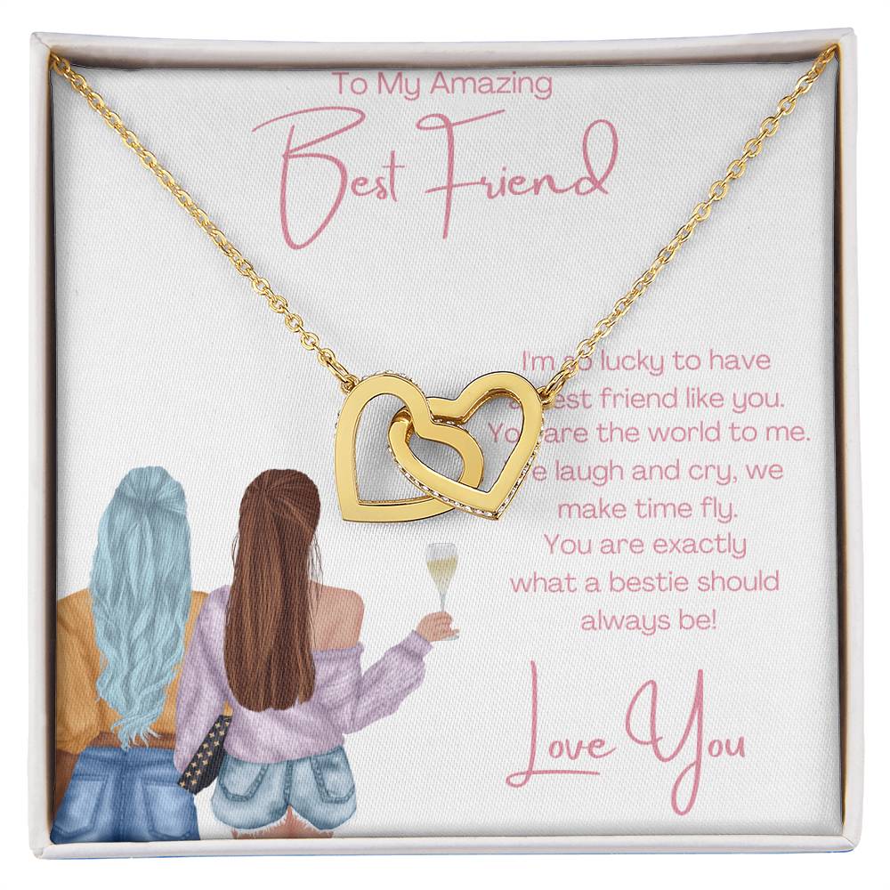 To My Amazing Best Friend - 2 Hearts Interlocking Hearts Necklace