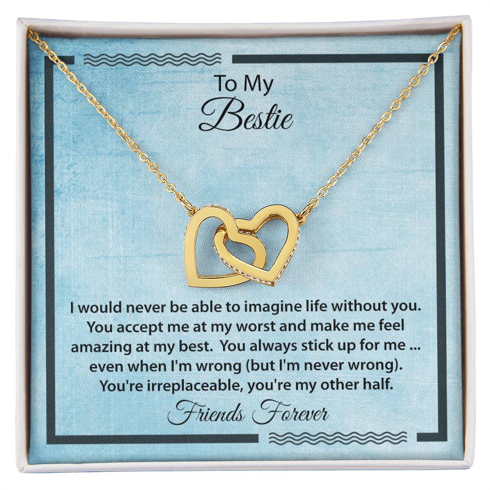 Bestie I Can'T Imagine Life Without You Necklace Interlocking Hearts Necklace