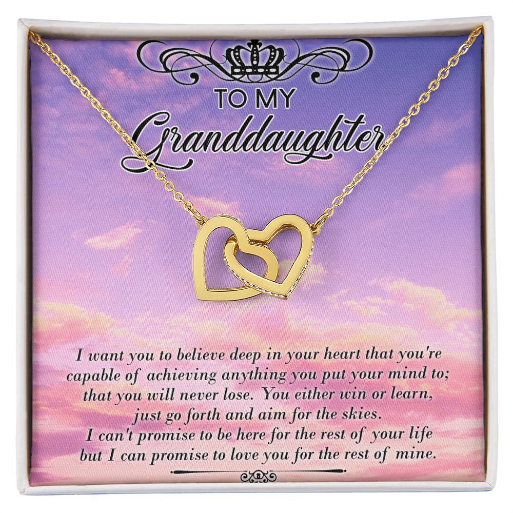 To My Granddaughter Interlocking Hearts Necklace Message Card