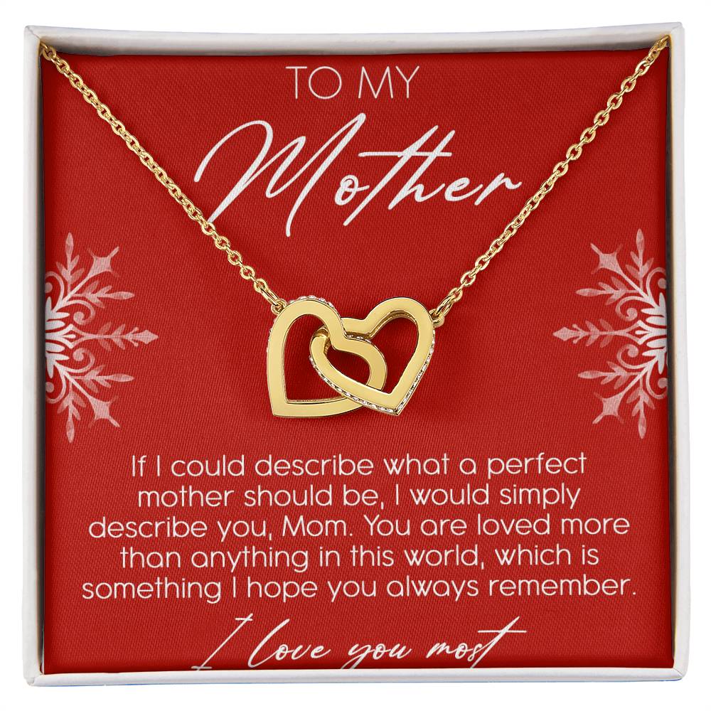 To My Mother Interlocking Hearts Necklace Message Card