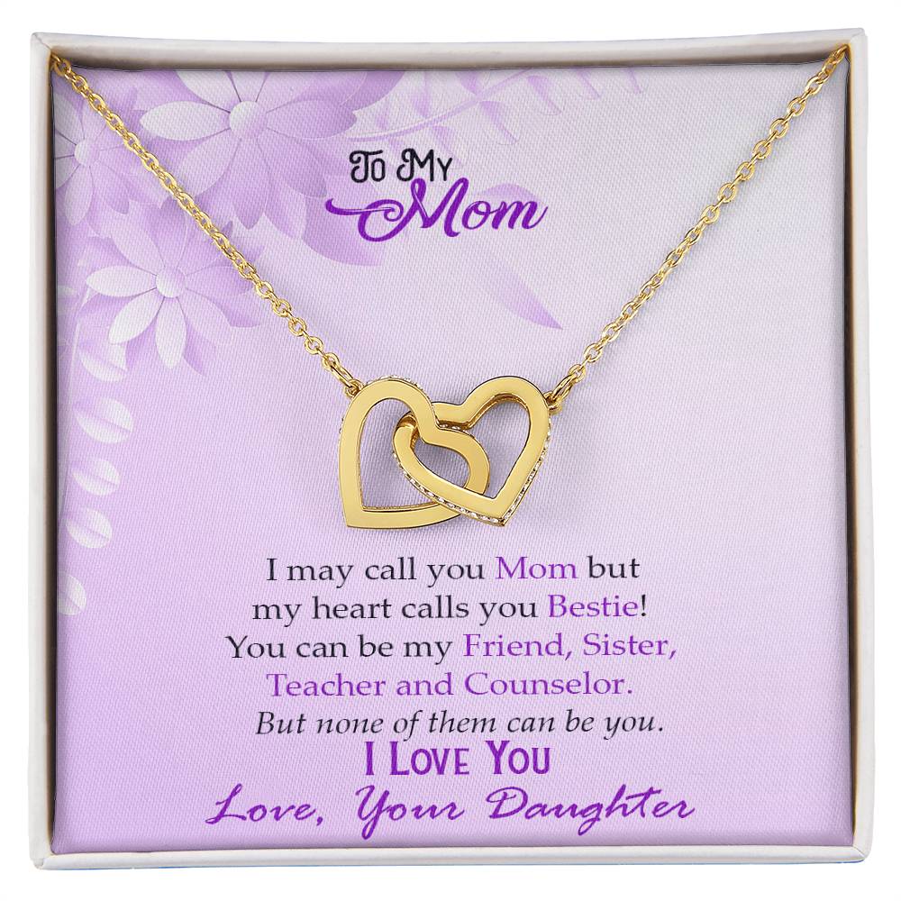 Bestie Mom Two Hearts Necklace Interlocking Hearts Necklace