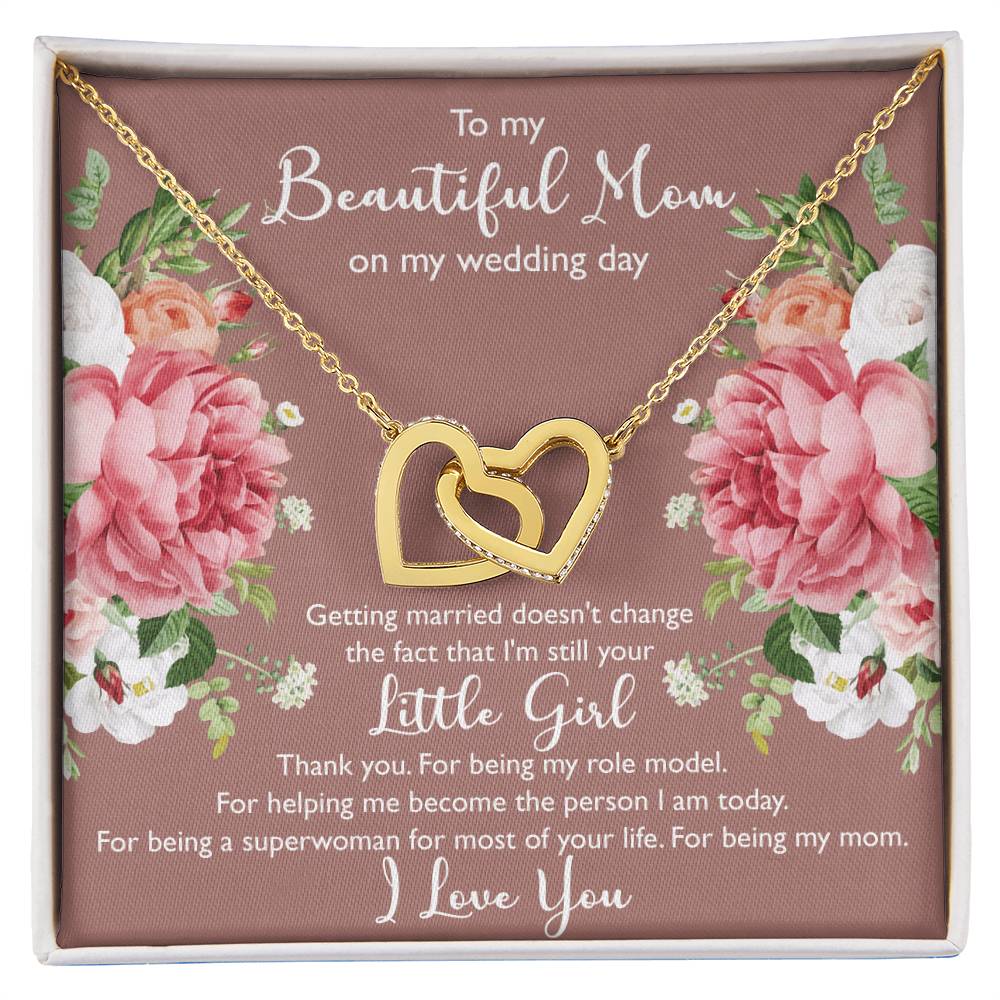 To My Beautiful Mom On My Wedding Day Interlocking Hearts Necklace