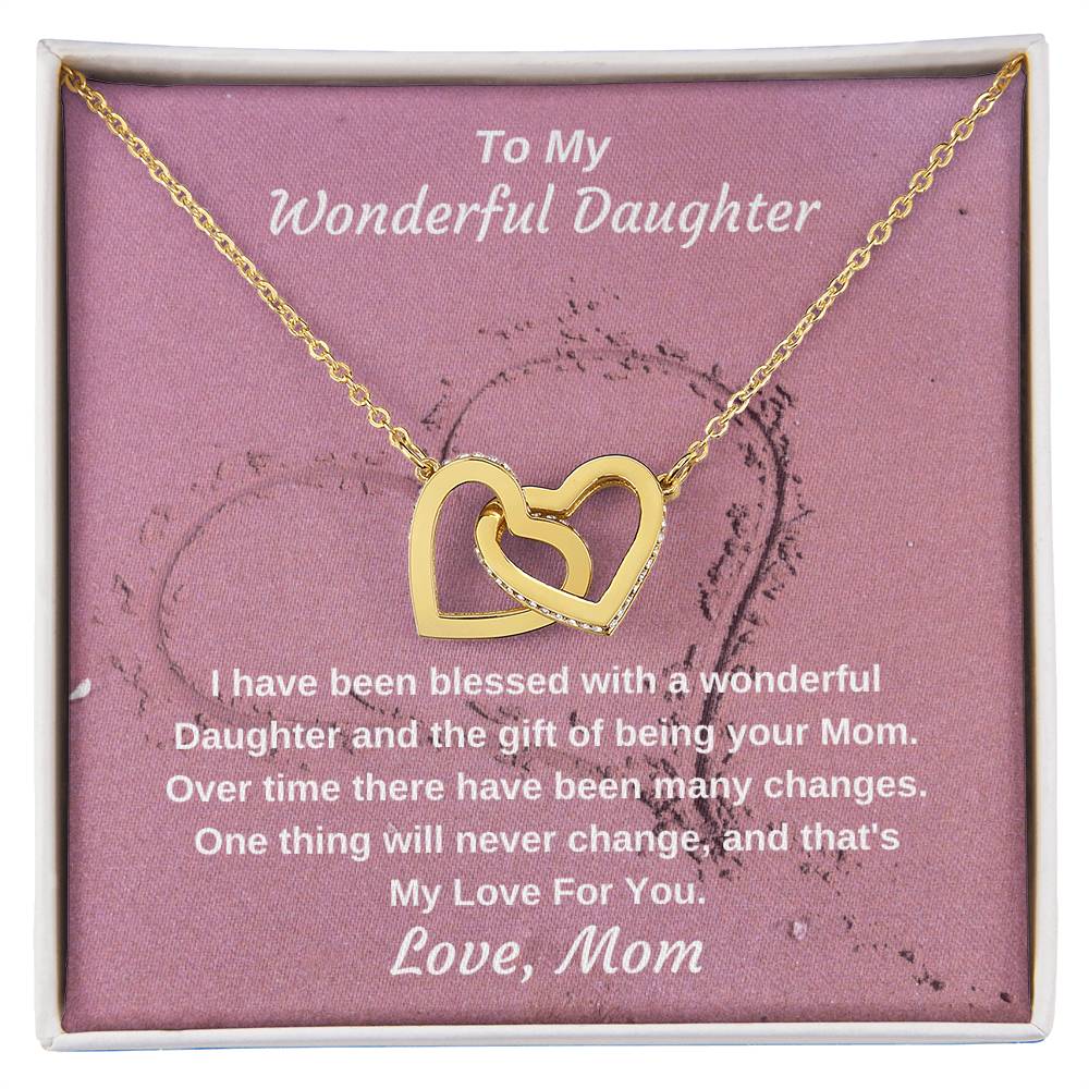 To My Wonderful Daughter Never Ending Love Personalized Pendant Necklace Gift Interlocking Hearts Necklace