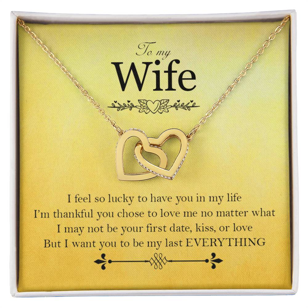 To My Wife - Love Card And Necklace Interlocking Hearts A Interlocking Hearts Necklace