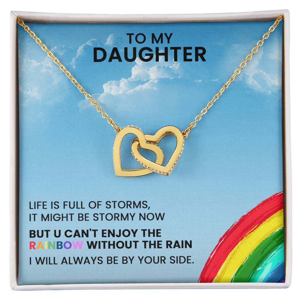 To My Daughter - I Will Always Be By Your Side - Necklace Interlocking Hearts Necklace