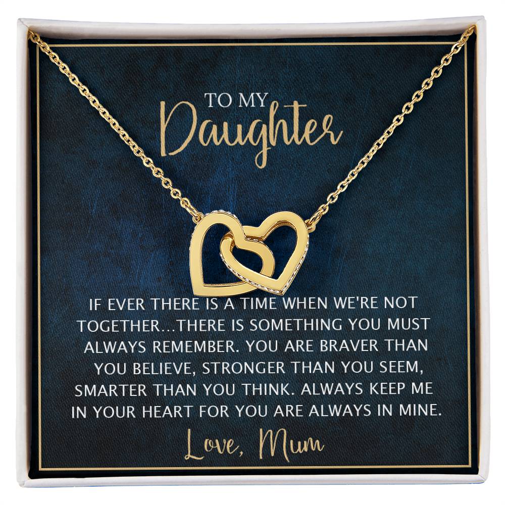 To My Daughter - Unique Heart Bonding Necklace Gift Set Interlocking Hearts Necklace
