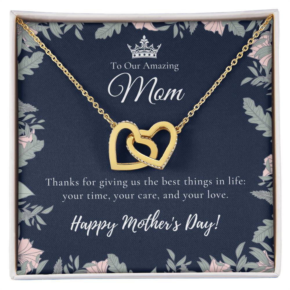 To Our Amazing Mom Necklace Happy Mother’S Day Gift Personalized Mom Gift Mothers Necklace Gift For Mom Best Mom Gift Interlocking Hearts Necklace