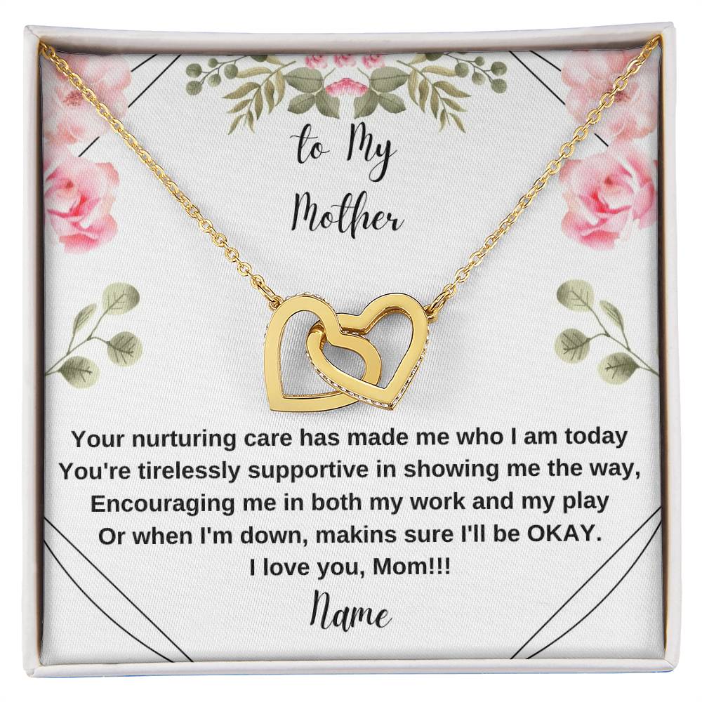 To My Mother Interlocking Heart Necklace Interlocking Hearts Necklace