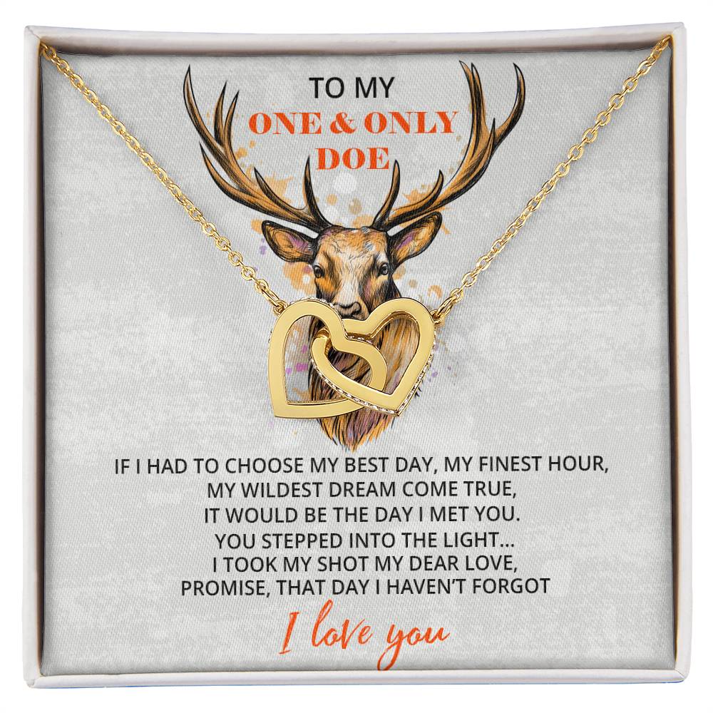 To My Trophy Doe Necklace For Wife Hunting Gift Wife From Husband Gift From Hunter Anniversary Gift For Her Birthday Gift Hunter Wife Interlocking Hearts Necklace