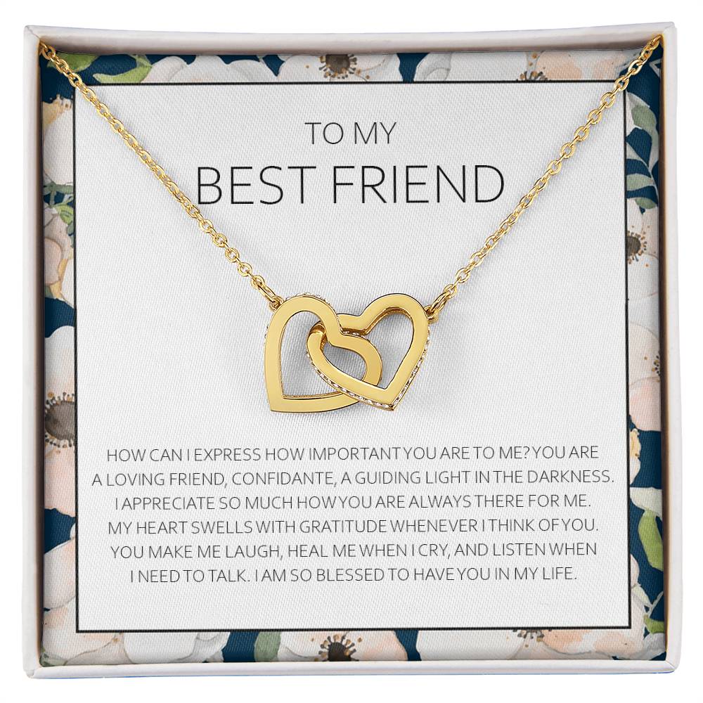 Best Friend Necklace - Bff Gift Jewelry Friends Forever Presents Heartfelt Card & Jewelry Gift For Birthday Holidays And More Interlocking Hearts Necklace