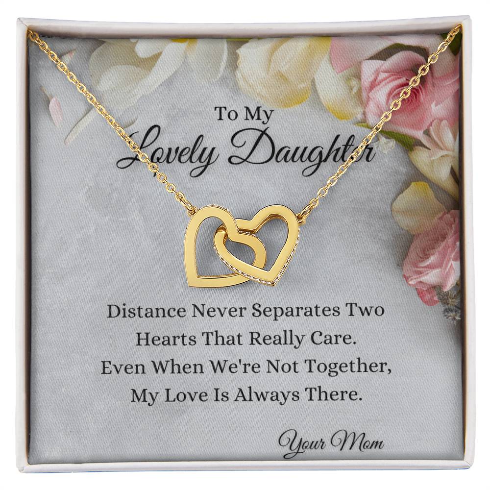 To My Lovely Daughter Interlocking Hearts Necklace