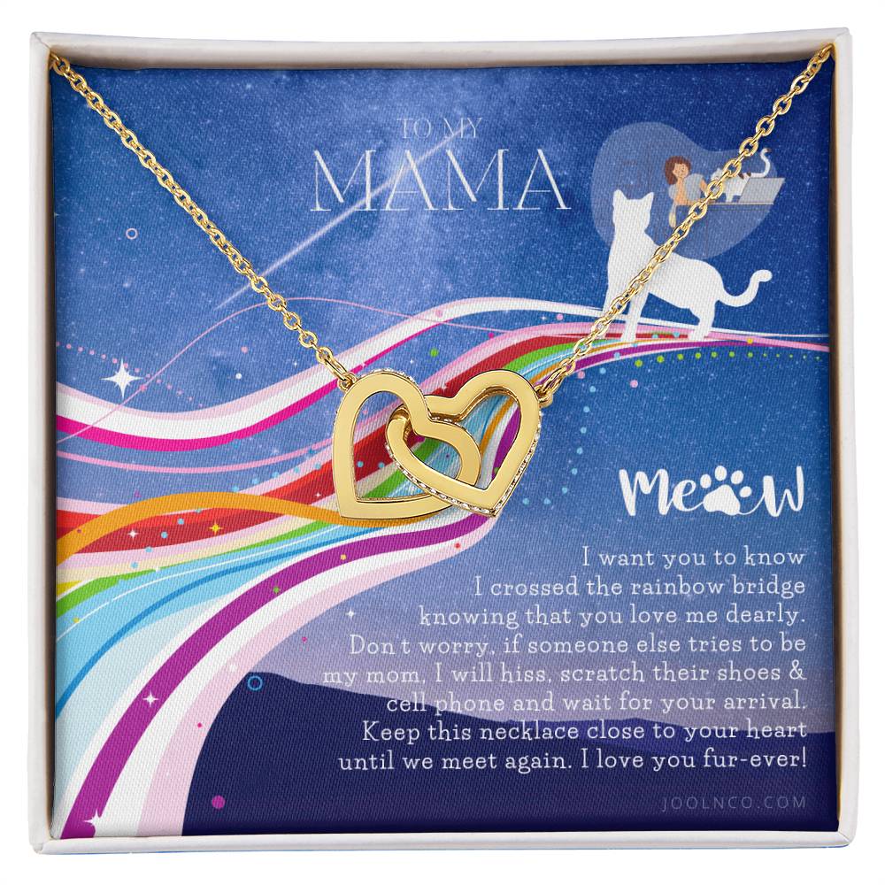 To My Cat Mama Cat Loss Gifts Rainbow Bridge Cat Pet Sympathy Gift Cat Loss Necklace Until We Meet Again Necklace Loss Of Cat Memorial Necklace Interlocking Hearts Necklace