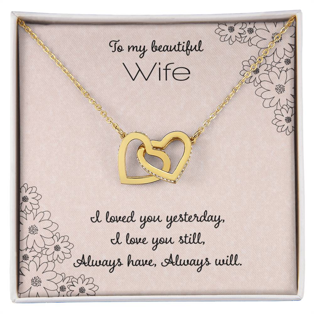 To My Beautiful Wife Interlocking Hearts Necklace