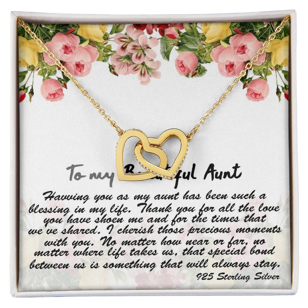 To My Beautiful Aunt Gift Necklace With Thoughtful Card Aunt Necklace Aunt Jewelry Aunt Appreciation Birthday Gift For Aunt Auntie Gift Interlocking Hearts Necklace