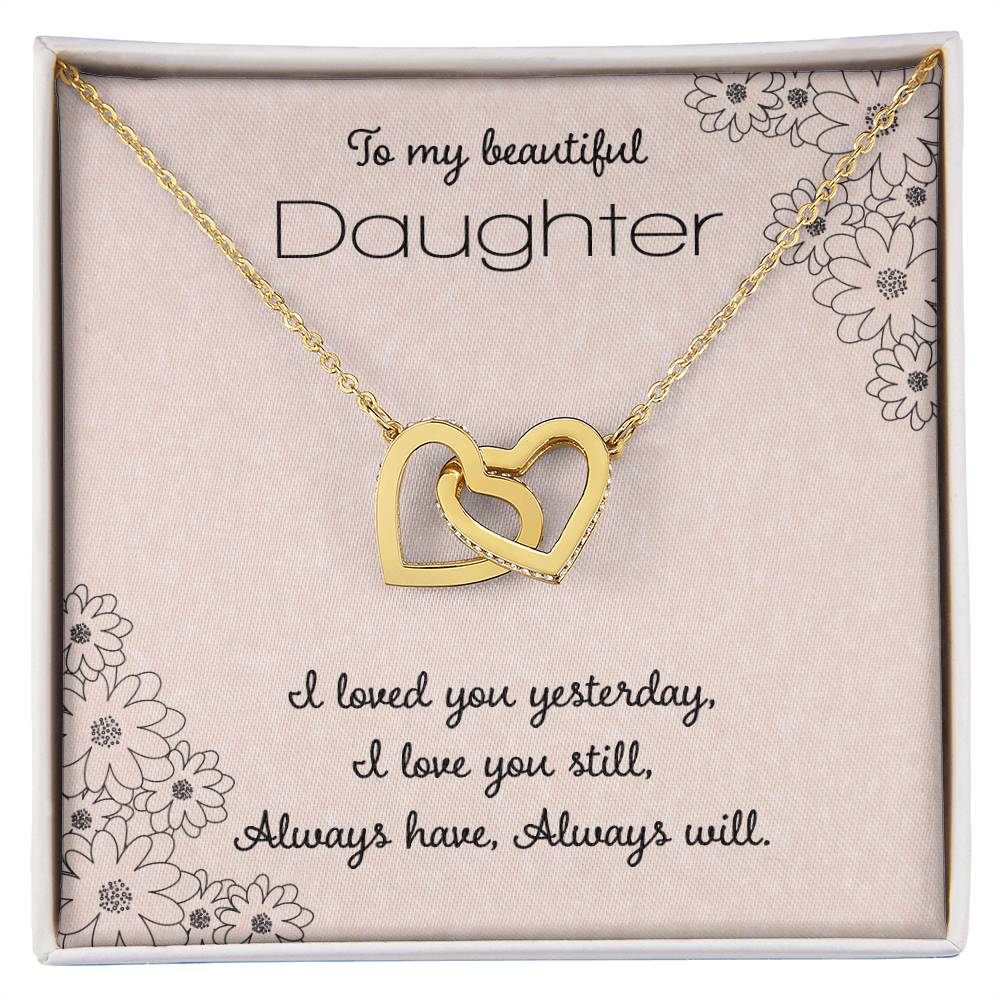To My Beautiful Daughter Interlocking Hearts Necklace