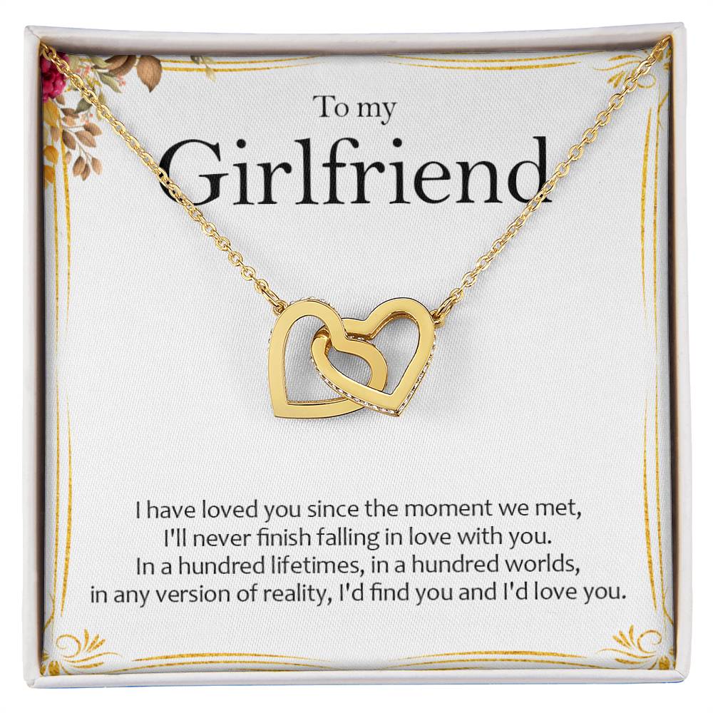 To My Girlfriend - Love Card And Necklace S005 Interlocking Hearts Necklace