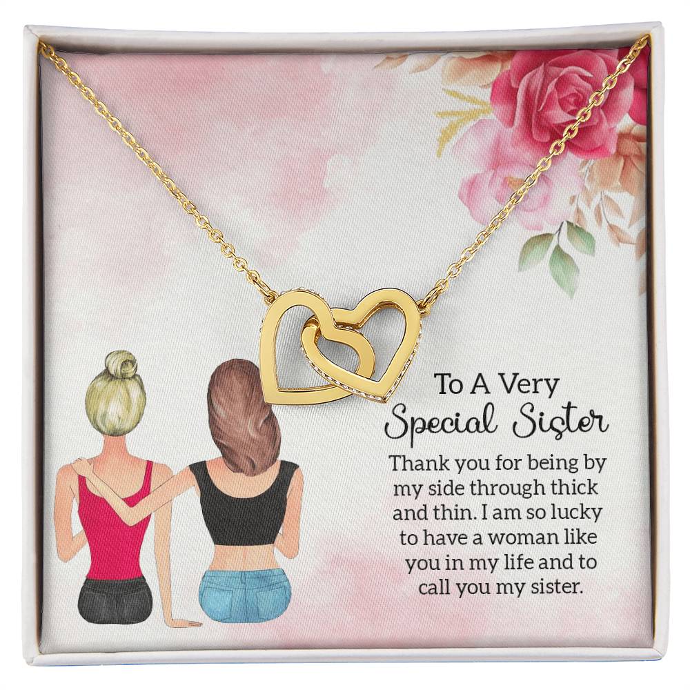 Gift For Sister - Being By My Side Necklace Interlocking Hearts Necklace