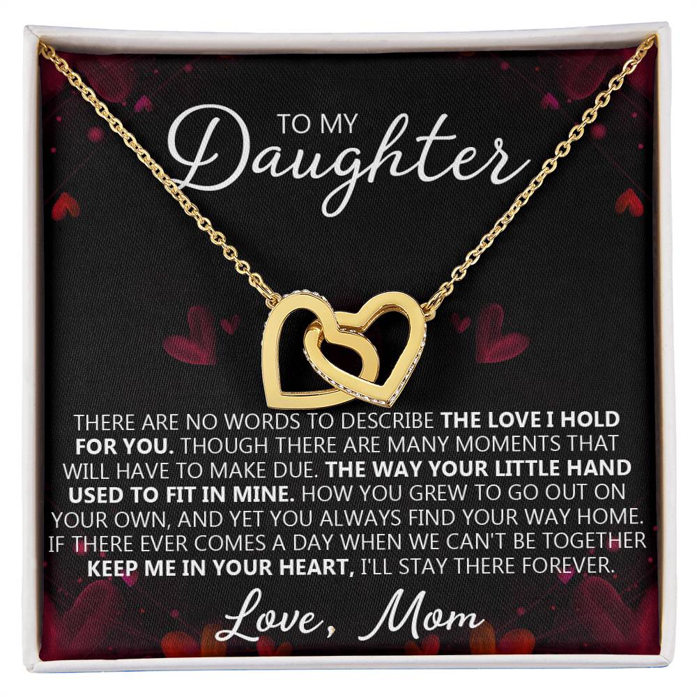 To My Daughter - You Are My Heart - Unique Heart Bonding Necklace Gift Set Interlocking Hearts Necklace