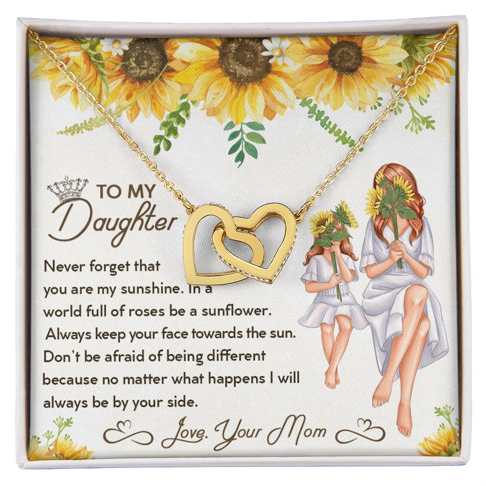 To My Daughter - Unique Interlocking Hearts Binding Necklace Gift Set Interlocking Hearts Necklace