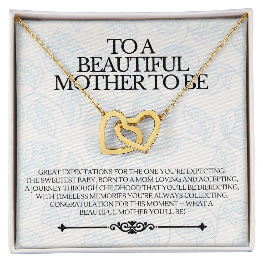 To A Beautiful Mother To Be - Premium Love Necklace - Ge01 Interlocking Hearts Necklace