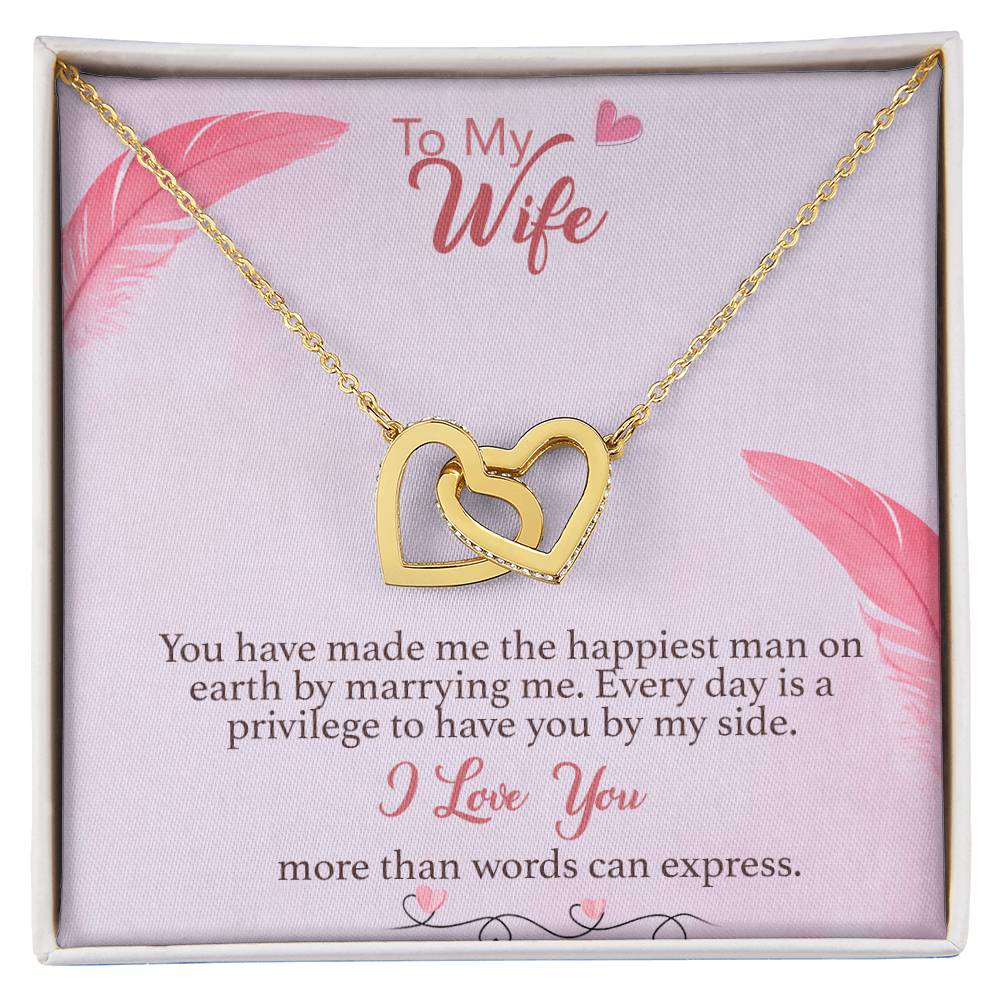 To Wife Interlocking Hearts Necklace