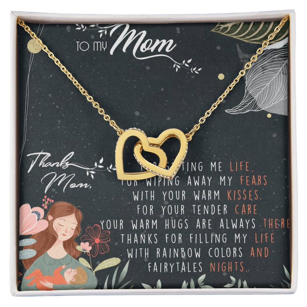 To My Mom Interlocking Hearts Necklace Message Card
