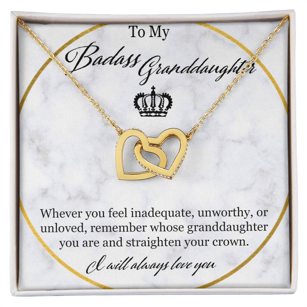 To My Badass Granddaughter Interlocking Hearts Necklace