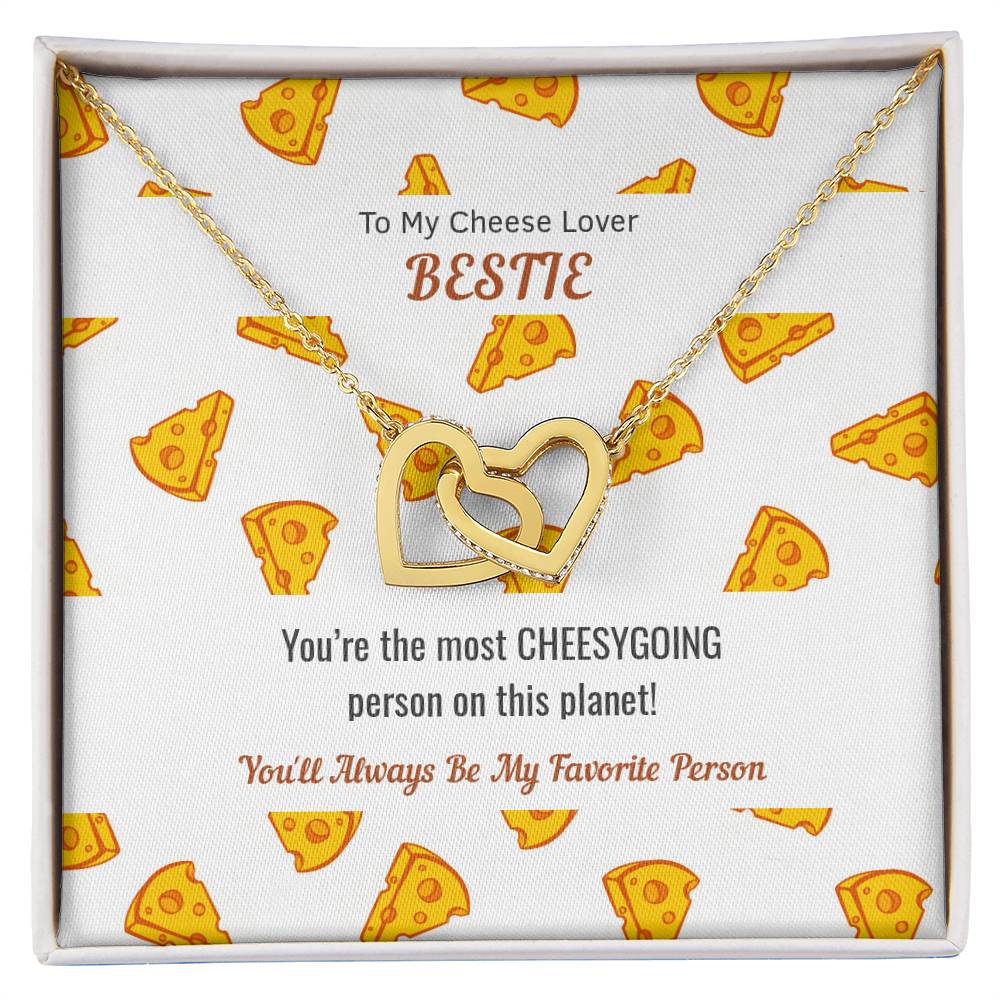 Necklace Gift For Cheese Lover Bestie Cheesy Gift Cheesy Card Cheese Hamper Cheese Lover Gift Birthday Gift For Bestie Interlocking Hearts Necklace