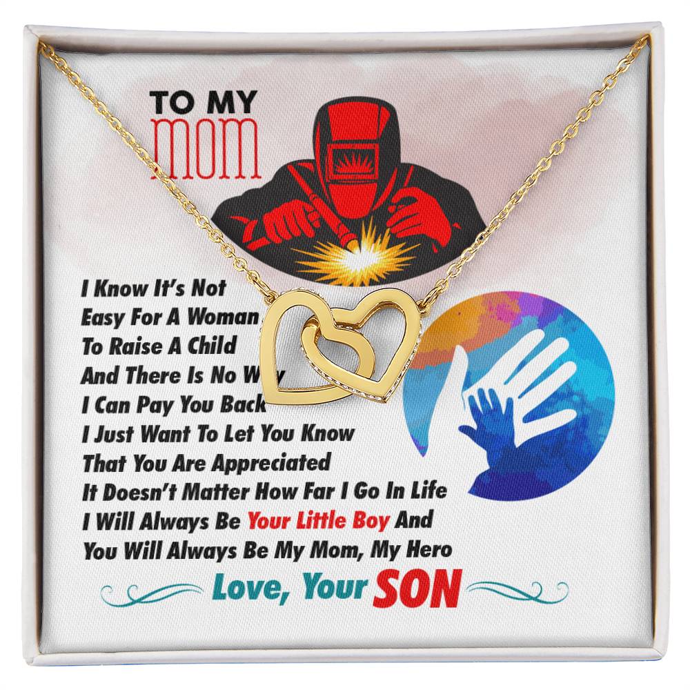 Welder'S Mom - Interlocking Heart Necklace Interlocking Hearts Necklace