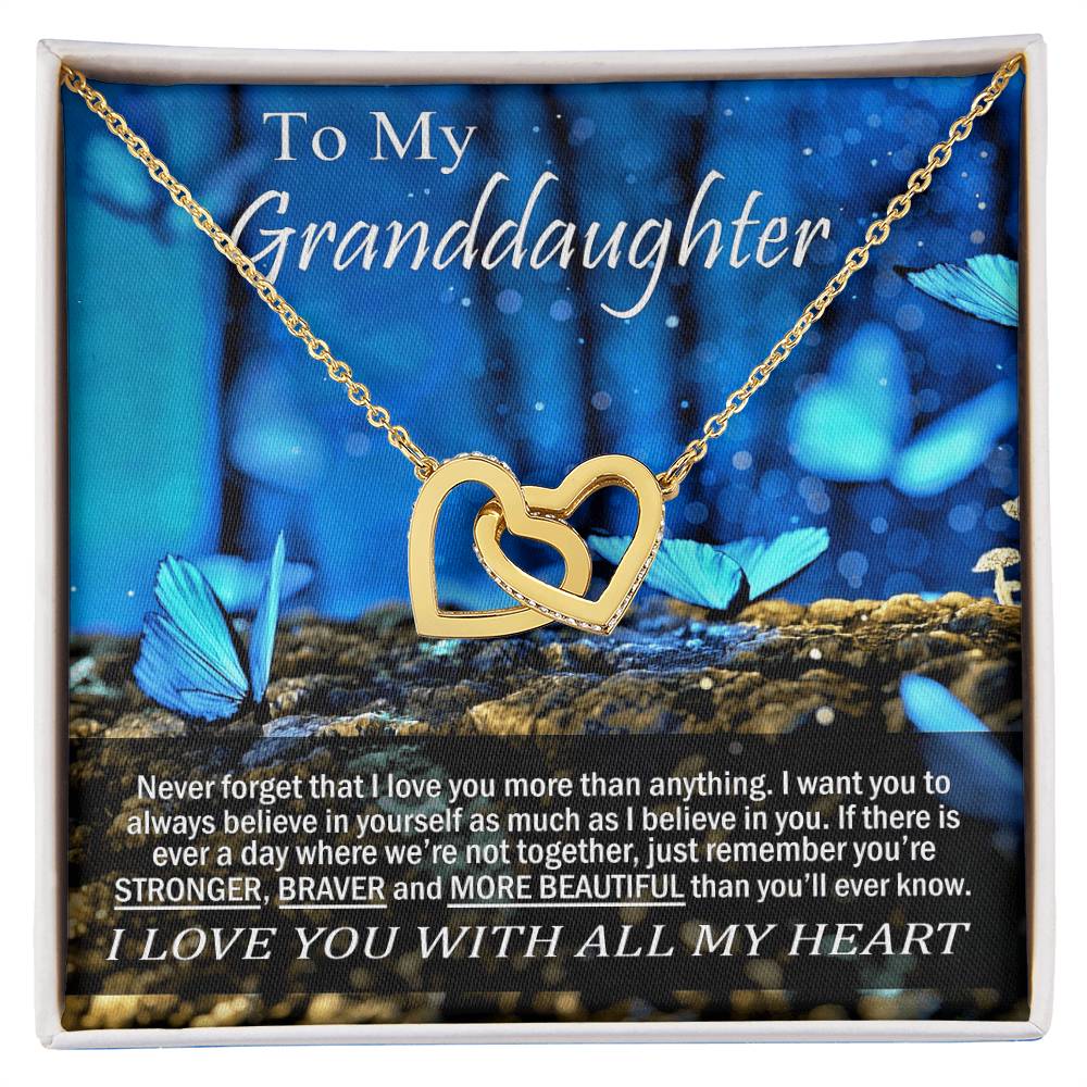 To My Granddaughter - Love You With All My Heart - Necklace Interlocking Hearts Necklace