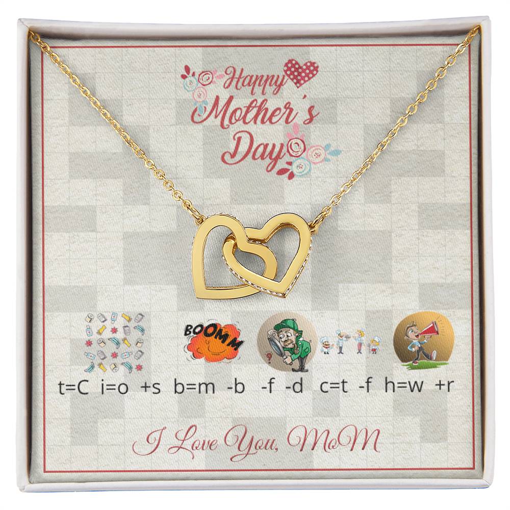 Interlocking Heart Necklace For Mom With Riddle Message Card Interlocking Hearts Necklace