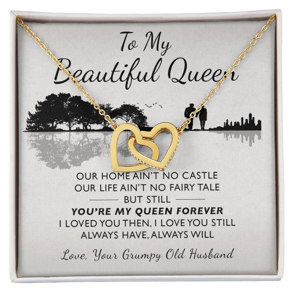 To My Beautiful Queen Interlocking Hearts Necklace